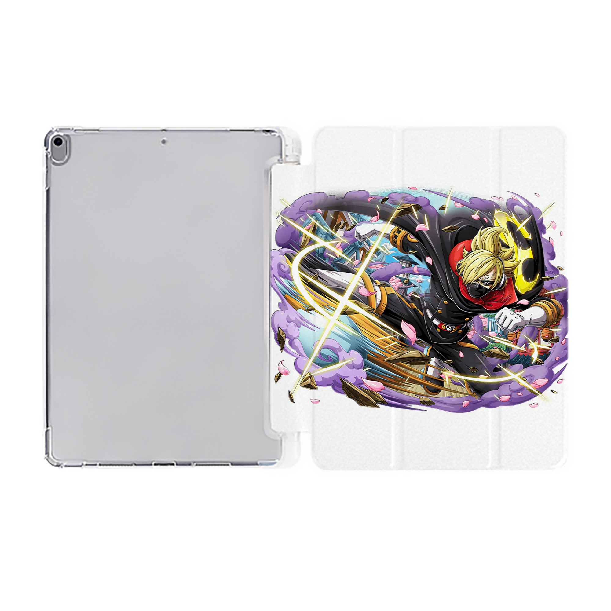 （画像用） ワンピース サンジ ONE PIECE Sanji IPad ケース ペン収納付き 三つ折りスタンド PUレザー×シリコン 対応機種9.5/10.5/10.9インチ